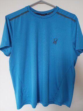 Spyder Men's Size S Active Performance Short Sleeve Jerseys Shirts, Blue
